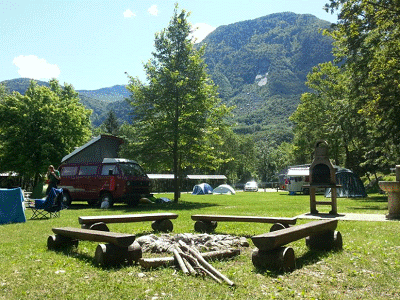 Blik op camping Vodenca