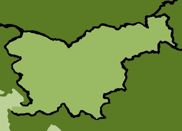 Het land Slovenië met de woorden Quiz in het midden