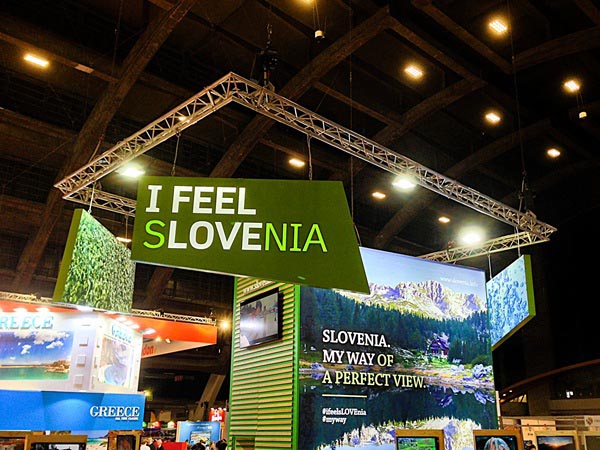 Een blik op de Sloveens stand op het vakantiesalon in Brussel